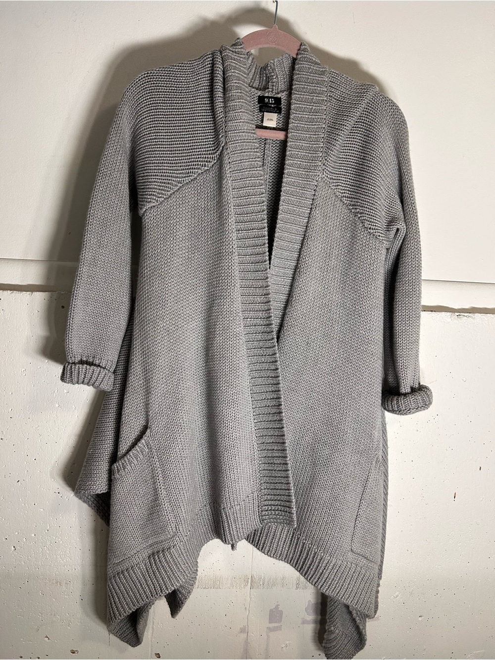 Saks Fifth Avenue Light Gray Open-Front Knit Cardigan